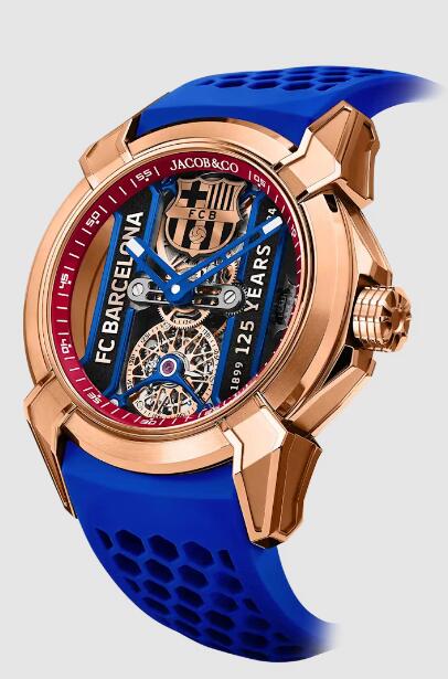 Review Jacob & Co Fc Barcelona 125th Anniversary Edition ROSE GOLD EX112.43.AB.AA.ABRUA Replica watch - Click Image to Close